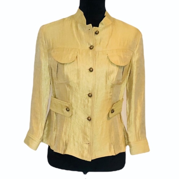 Emil Rutenberg Collection Jackets & Blazers - Elegant Gold shimmer metallic jacket with pockets, luxury item 3 sizes available
